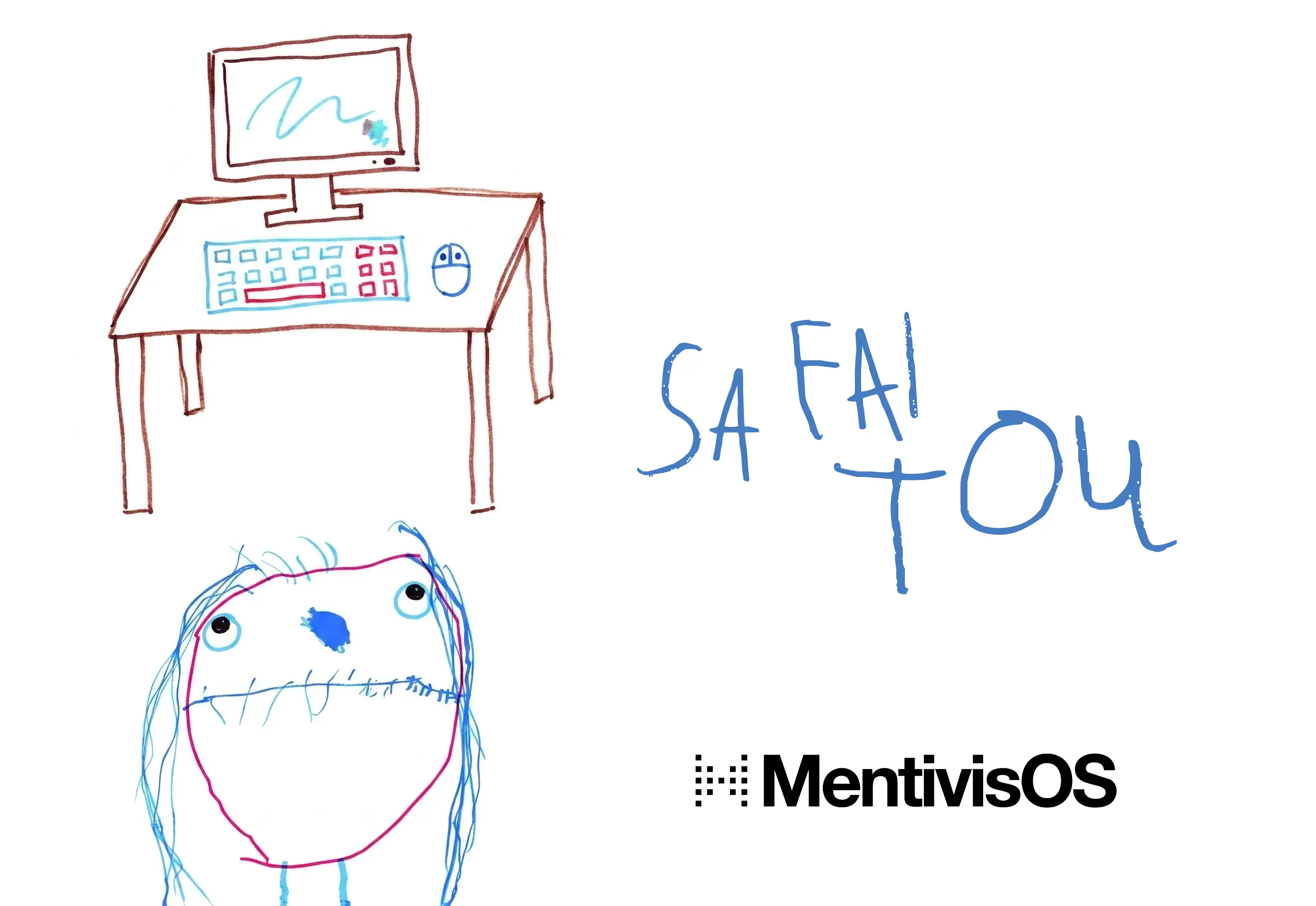 MentivisOS Poster: It does everything — computer and figure